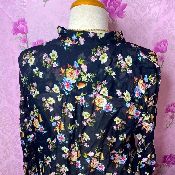 🌹 Zara Woman 🌹 Sheer Floral Long Sleeve Ruffle Dress - Picture 9 of 15